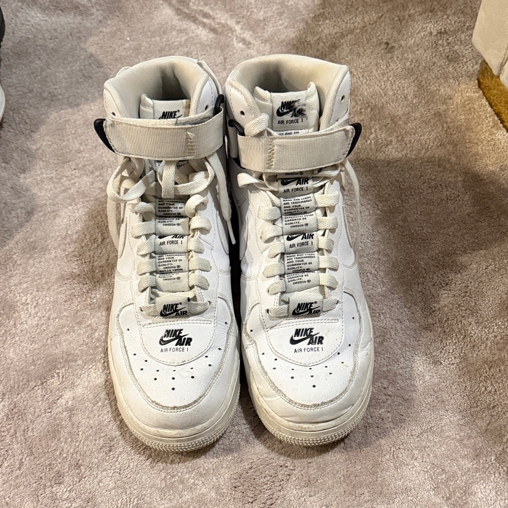 Nike White High-Top Sneakers with Strap